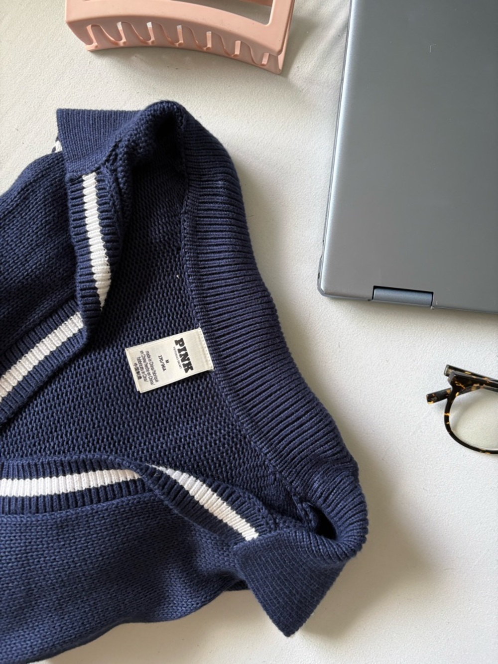 PINK V-Neck Knitted Sweater